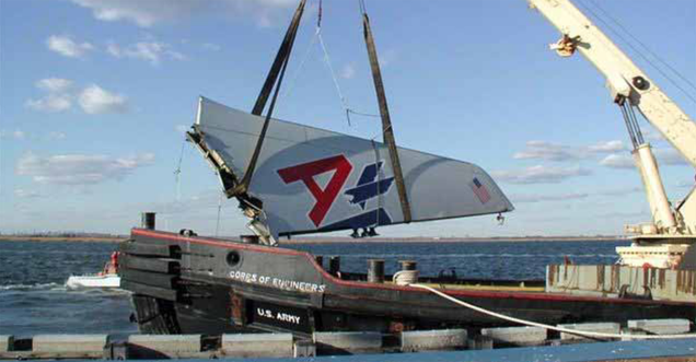The vertical stabilizer from American 587, recovered from Jamaica Bay